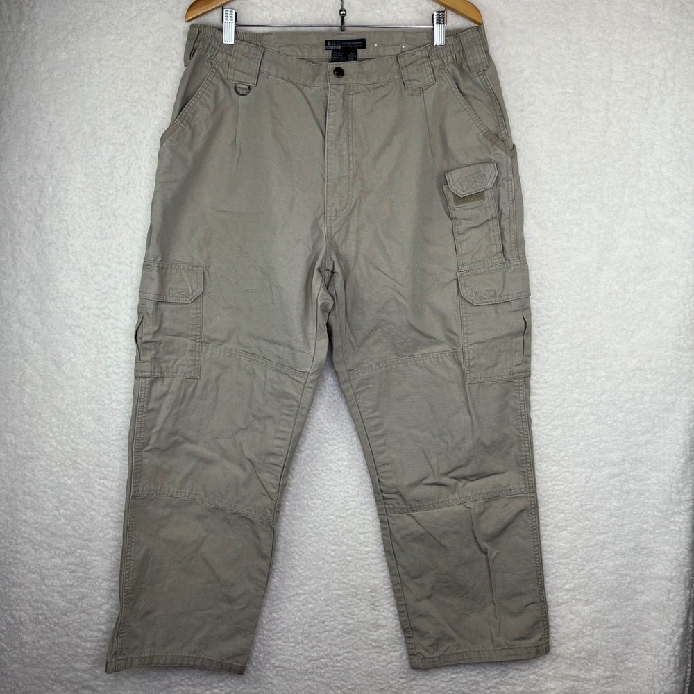 5.11 Tactical Series Mens 38x30 Khaki Tan Cotton Canvas Cargo Pants 74251